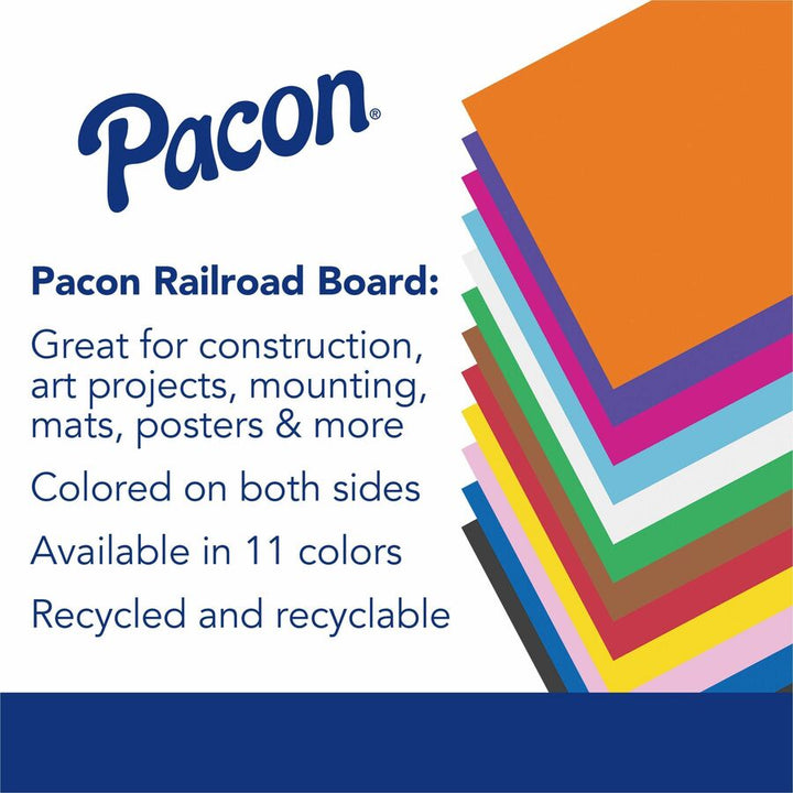 Image of Pacon® Railroad Posterboard,2-Sided,6-Ply,22"x28",100/CT,White