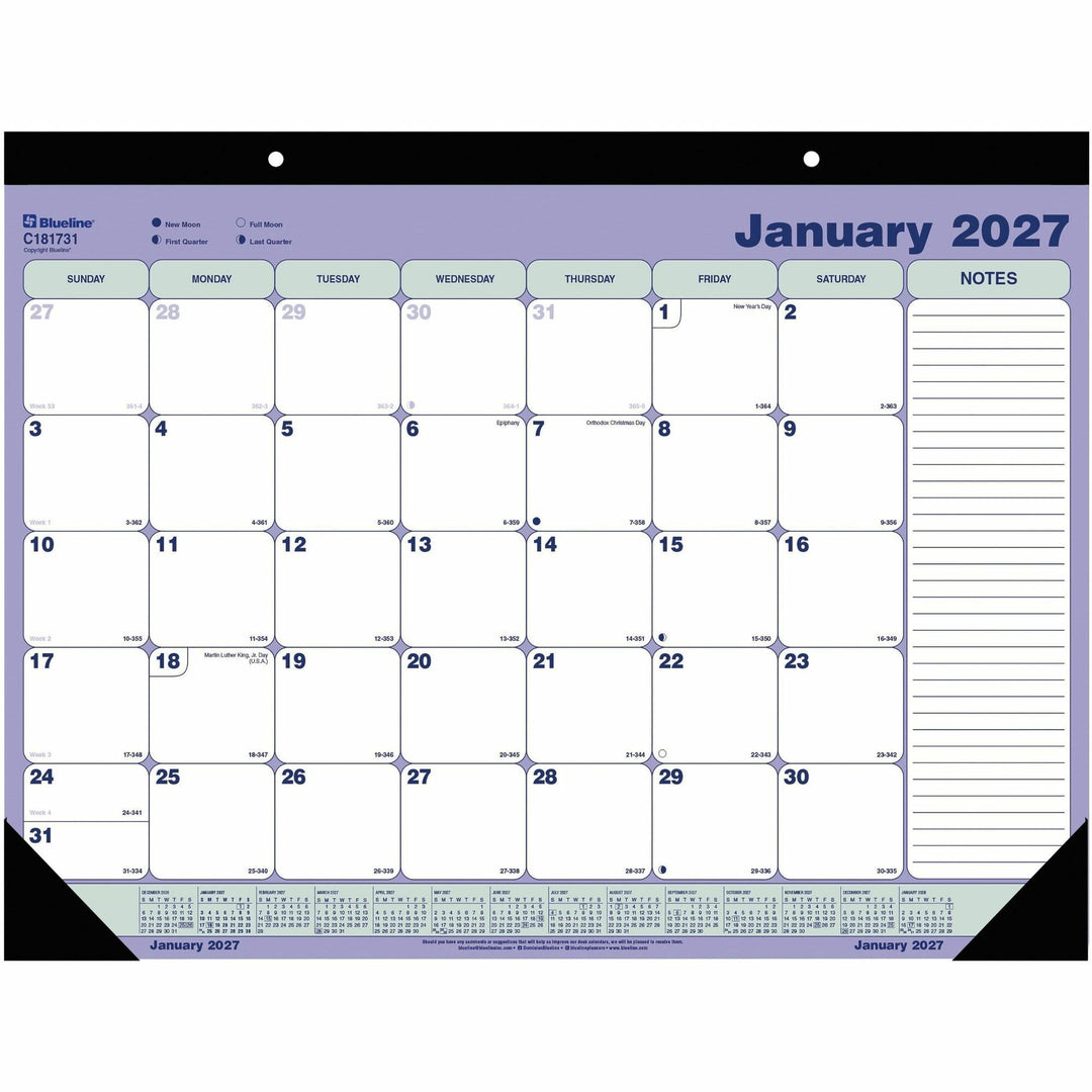 Image of Blueline C181731 2027 12-Month Monthly Desk Pad/Calendar