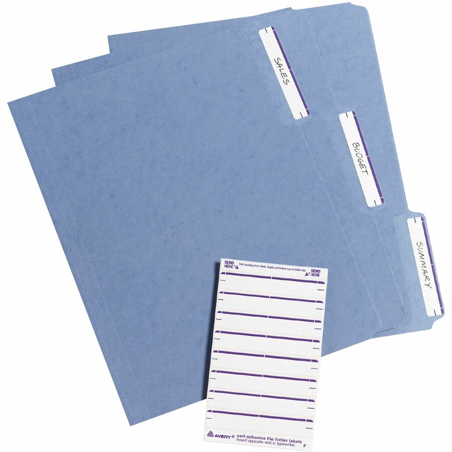Image of Avery® Easy Peel 05204 File Folder Labels, White/Purple, 2/3" x 3-7/16" , 252 (5204)
