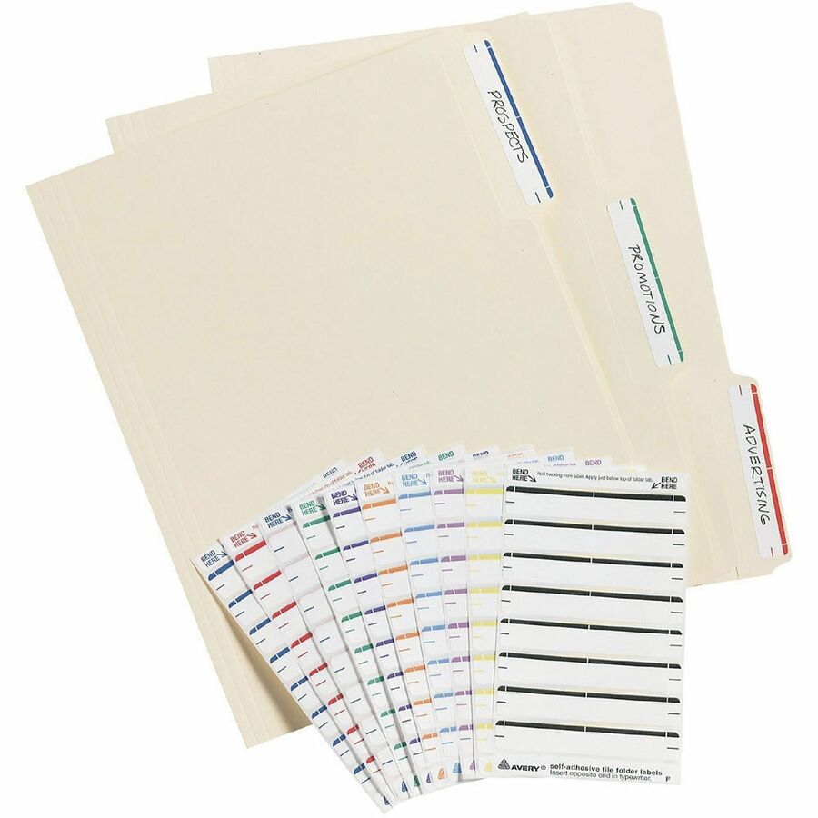 Image of Avery® Easy Peel 05204 File Folder Labels, White/Purple, 2/3" x 3-7/16" , 252 (5204)