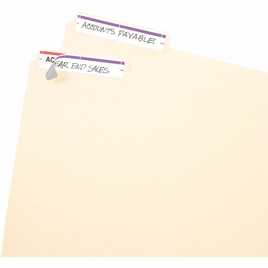Image of Avery® Easy Peel 05204 File Folder Labels, White/Purple, 2/3" x 3-7/16" , 252 (5204)