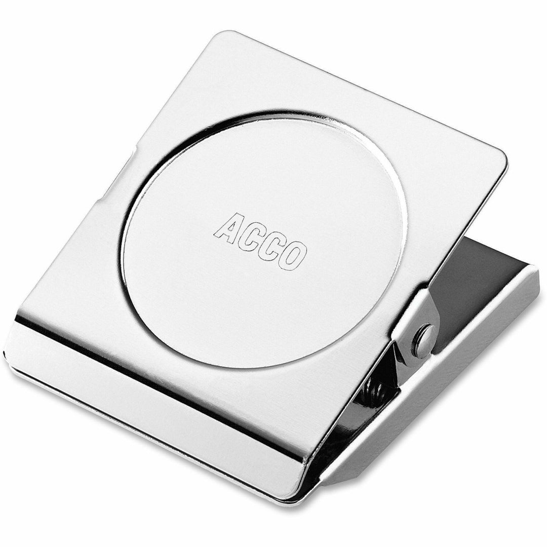 Image of ACCO A7072133 Square Large Magnetic Clip, Large, 2.3" Length, 1.13" Size Capacity, Magnetic, Rust Resistant, Silver, Metal, Chrome, 12 / Box