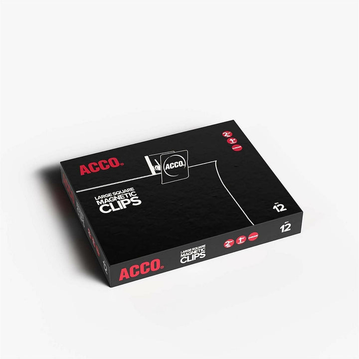Image of ACCO A7072133 Square Large Magnetic Clip, Large, 2.3" Length, 1.13" Size Capacity, Magnetic, Rust Resistant, Silver, Metal, Chrome, 12 / Box