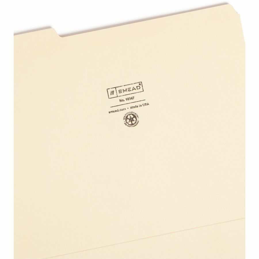 Image of Smead 10347 100% Recycled Folders with Reinforced Tab