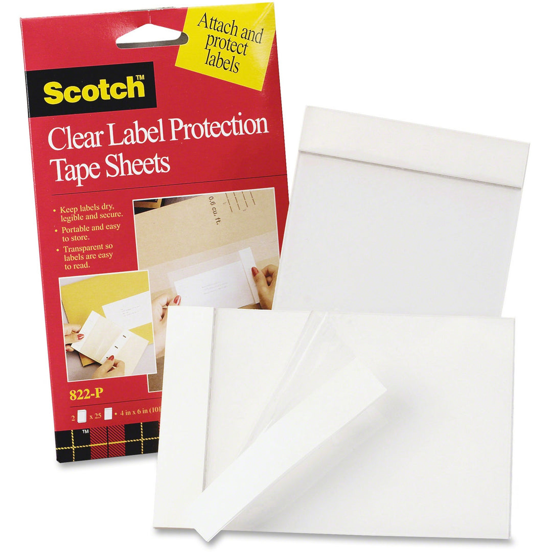 Image of Scotch® Scotchpad Label Protection Tape Sheets, 4" X 6", Clear, 25/pad, 2 Pads/pack