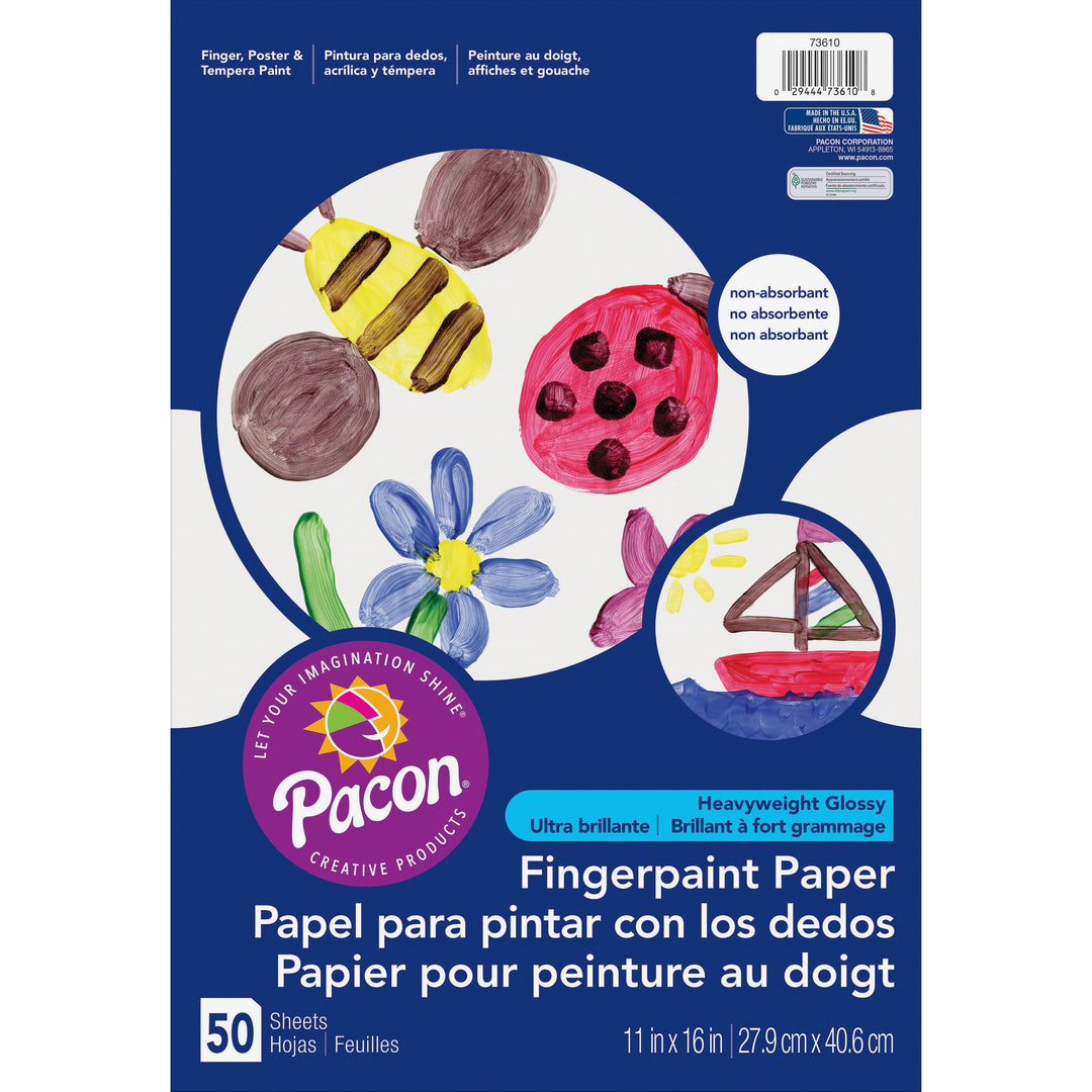 Image of Pacon® Fingerpaint Paper, 50lb, 11"x16", 50 Shts/PK, White