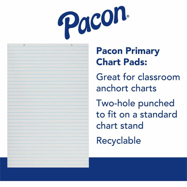 Image of Pacon® Chart Pad, 1" Short Rule, Portrait, 24"x36", 100Shts, White