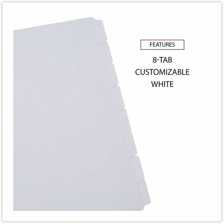 Image of Universal 20818 Deluxe Write-On/Erasable Tab Index, 8-Tab, 11 x 8.5, White, White Tabs, 1 Set