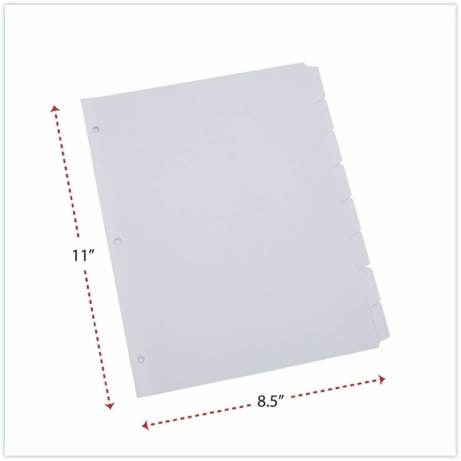 Image of Universal 20818 Deluxe Write-On/Erasable Tab Index, 8-Tab, 11 x 8.5, White, White Tabs, 1 Set