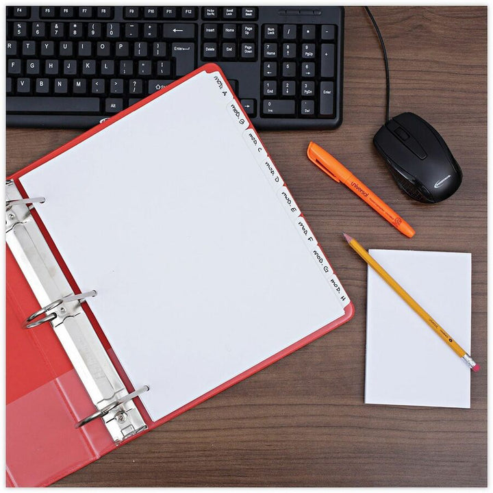 Image of Universal 20818 Deluxe Write-On/Erasable Tab Index, 8-Tab, 11 x 8.5, White, White Tabs, 1 Set
