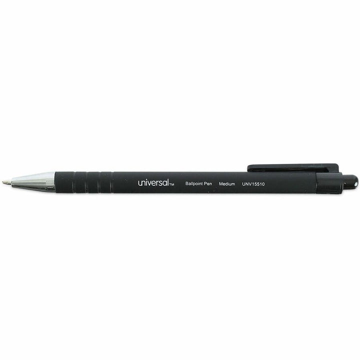 Image of Universal 15510 Ballpoint Pen, Retractable, Medium 1 mm, Black Ink, Black Barrel, Dozen