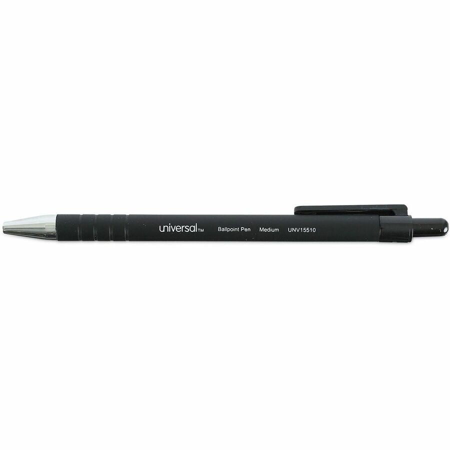 Image of Universal 15510 Ballpoint Pen, Retractable, Medium 1 mm, Black Ink, Black Barrel, Dozen