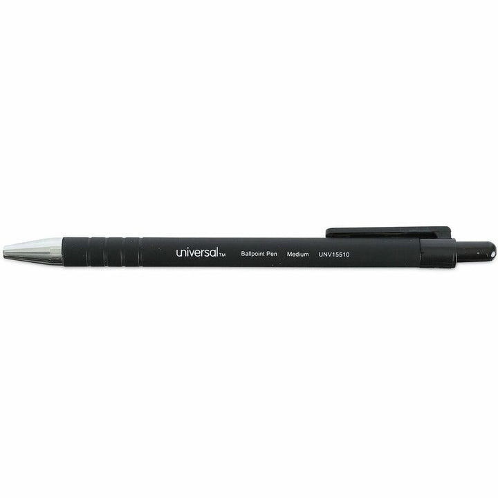 Image of Universal 15510 Ballpoint Pen, Retractable, Medium 1 mm, Black Ink, Black Barrel, Dozen