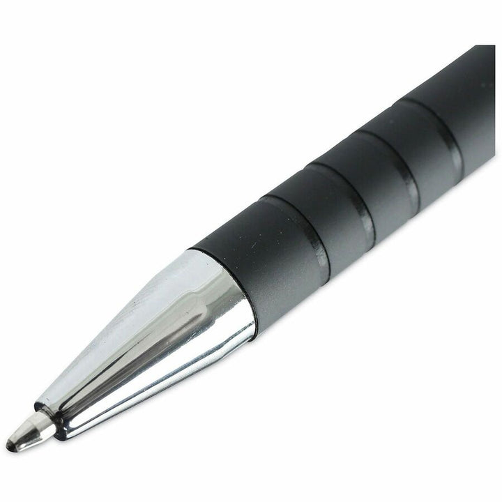 Image of Universal® Ballpoint Pen, Retractable, Medium 1 Mm, Black Ink, Black Barrel, Dozen