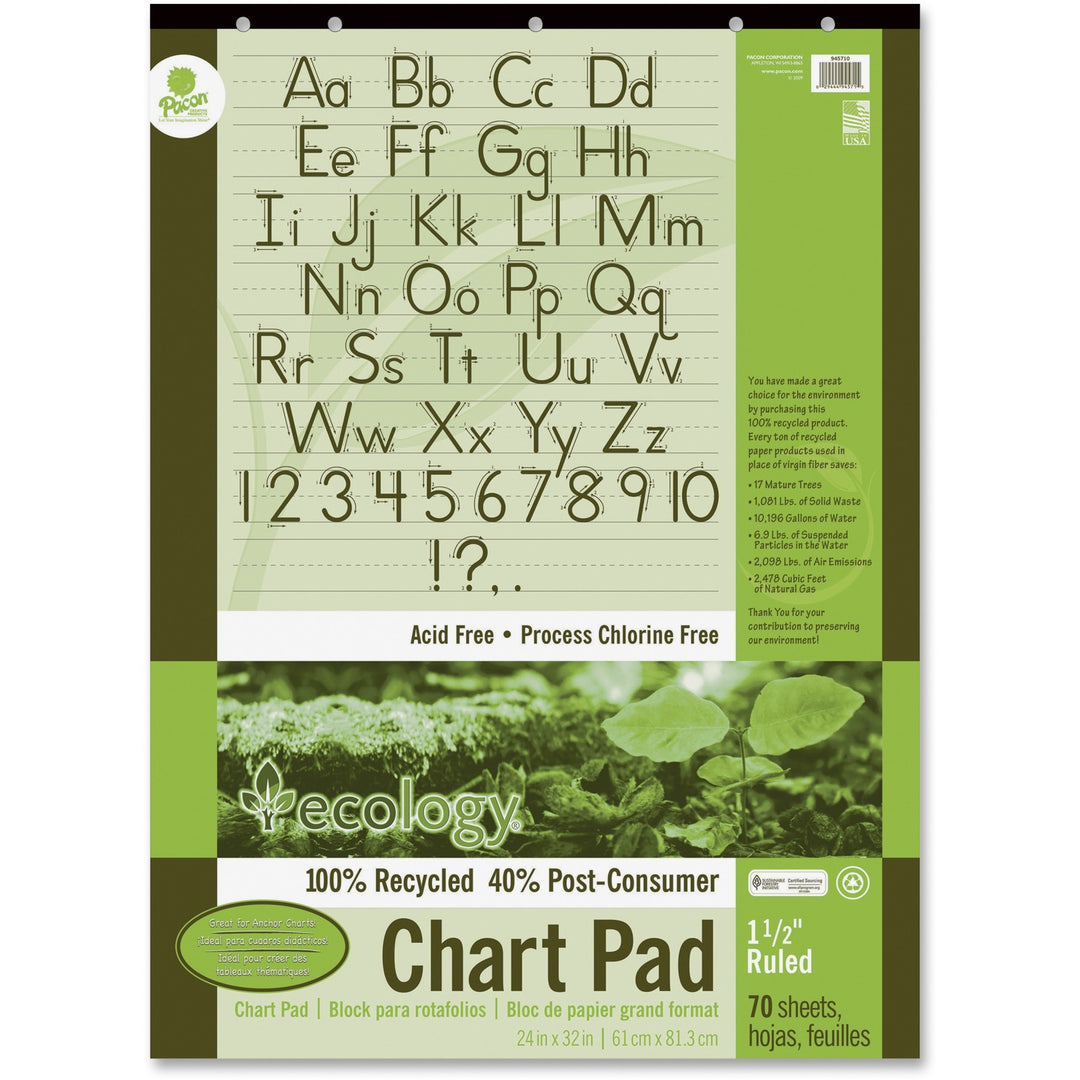 Image of Pacon® Chart Pad, Recycled, 24"x32", 1-1/2" Rld, 70shts, White