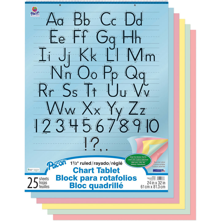 Image of Pacon® Paper Chart Tablet, 24"x32", Ruled, 25Shts, Assorted
