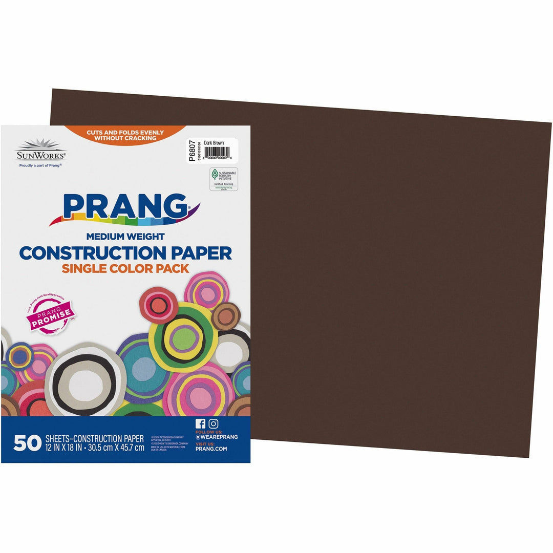 Image of Pacon® Construction Paper,Smooth Textured,12"x18",50/PK,Dark Brown