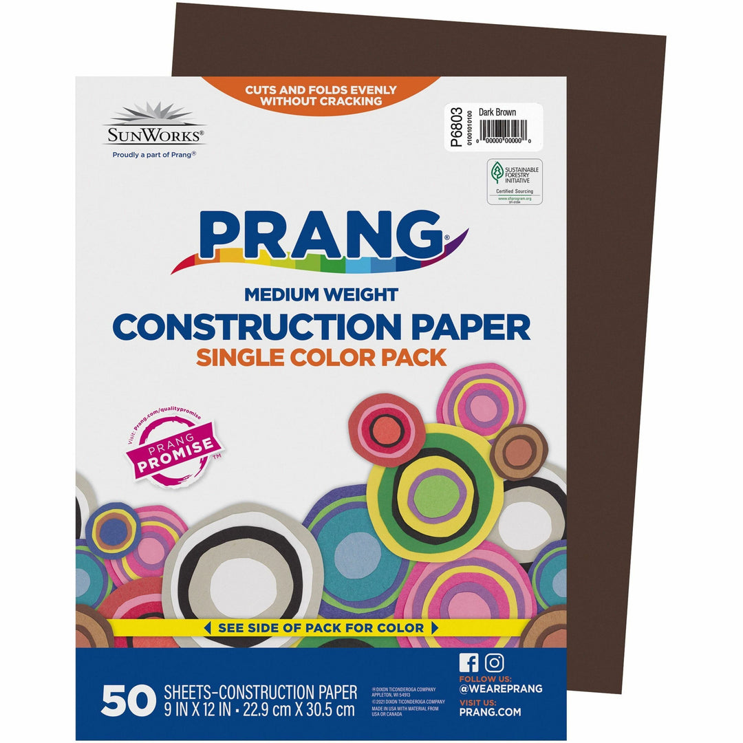 Image of Pacon® Construction Paper,Smooth Textured,9"x12",50/PK,Dark Brown