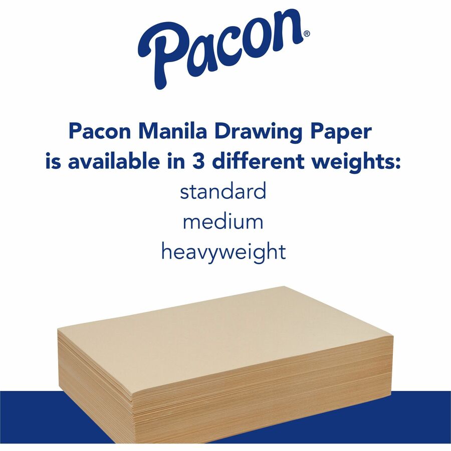Image of Pacon® 4118 Medium-Weight Drawing Paper, 500 Sheets, Plain, 24" x 18" Sheet Size, Manila Paper, 1 Ream