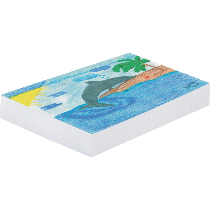 Image of Pacon 3409 White Newsprint Paper, 500 Sheets, Plain, 12" x 18" Sheet Size, White Paper, Lightweight, 1 Ream