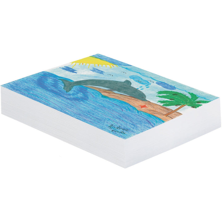 Image of Pacon 3409 White Newsprint Paper, 500 Sheets, Plain, 12" x 18" Sheet Size, White Paper, Lightweight, 1 Ream