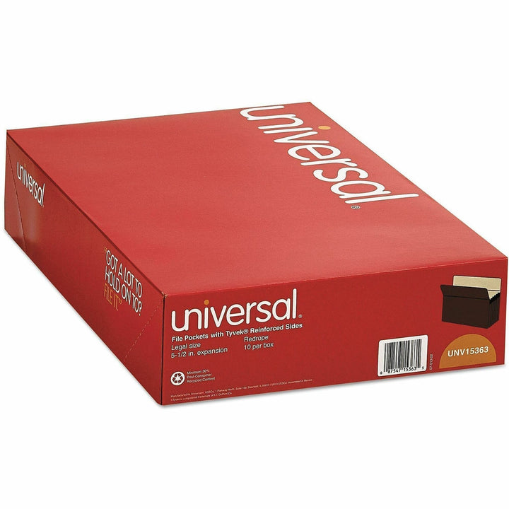 Image of Universal® Redrope Expanding File Pockets, 5.25" Expansion, Legal Size, Redrope, 10/box