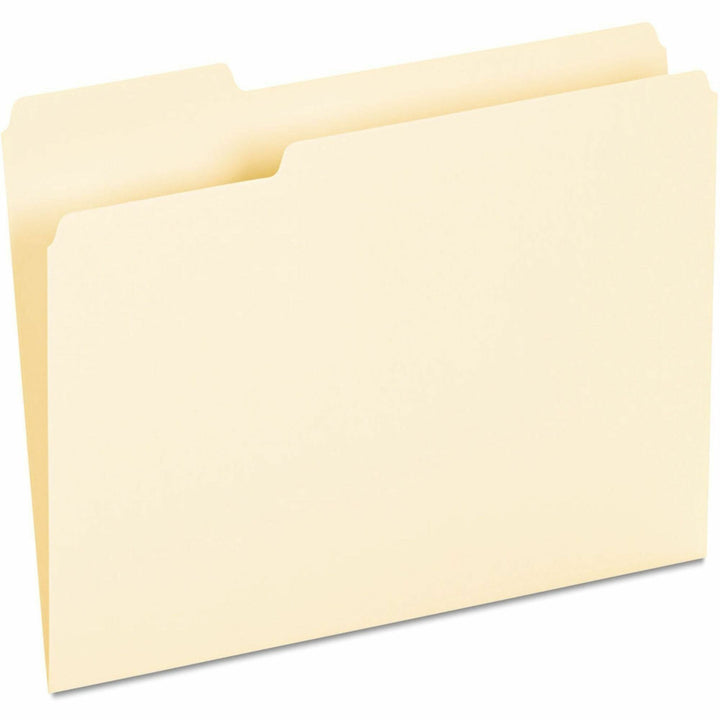 Image of Universal 12213 Top Tab File Folder, 8 1/2" x 11", Assorted Tab Position, 9.5 pt., Manila Paper, Brown, 10% Recycled, 100 / Box