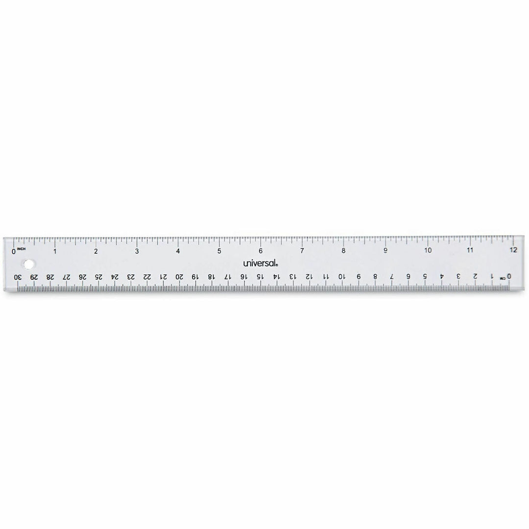 Image of Universal® Clear Plastic Ruler, Standard/metric, 12" Long, Clear