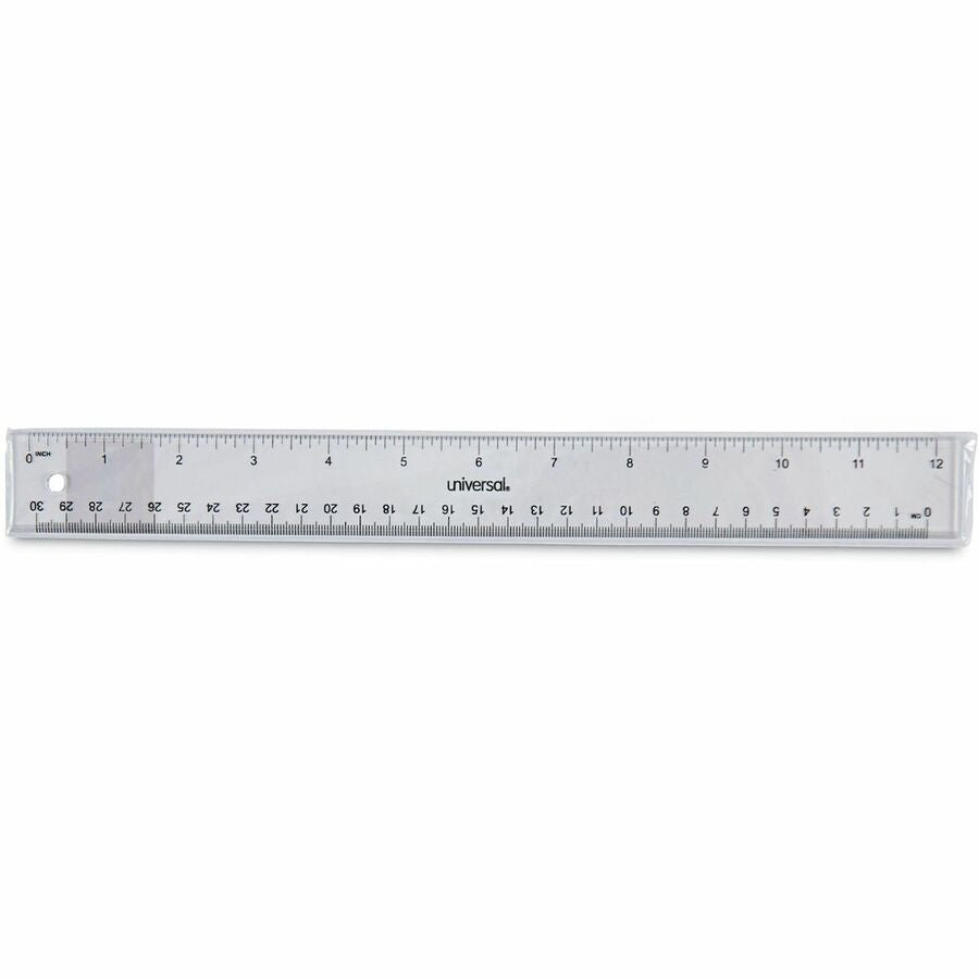 Image of Universal 59022 Acrylic Ruler, 12" Length, 1/16 Graduations, Metric, Standard Measuring System, Plastic, Clear, 1 Each