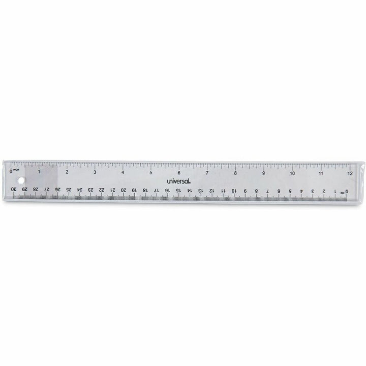 Image of Universal 59022 Acrylic Ruler, 12" Length, 1/16 Graduations, Metric, Standard Measuring System, Plastic, Clear, 1 Each
