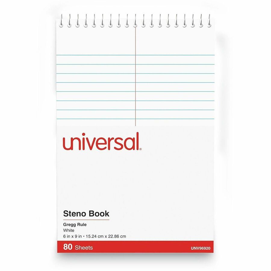Image of Universal® Steno Pads, Gregg Rule, Red Cover, 80 White 6 X 9 Sheets
