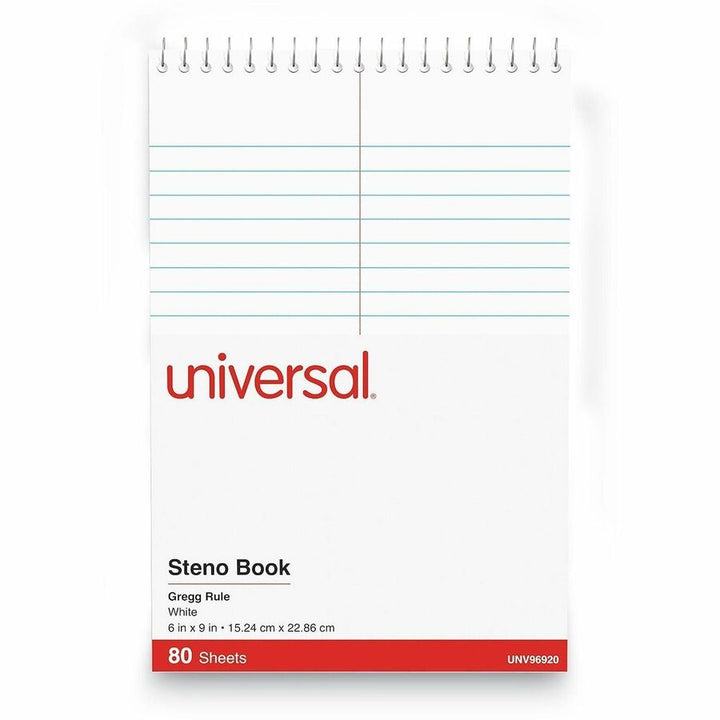 Image of Universal® Steno Pads, Gregg Rule, Red Cover, 80 White 6 X 9 Sheets
