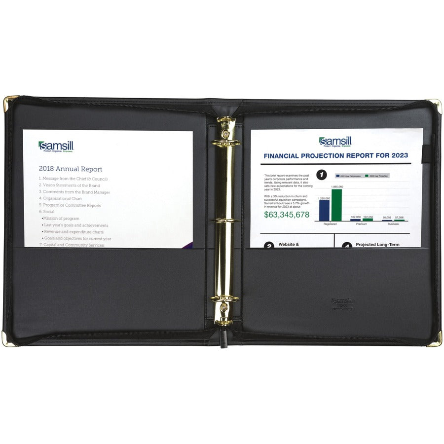 Image of Samsill® Classic Collection Zipper Ring Binder, 3 Rings, 1.5" Capacity, 11 X 8.5, Black