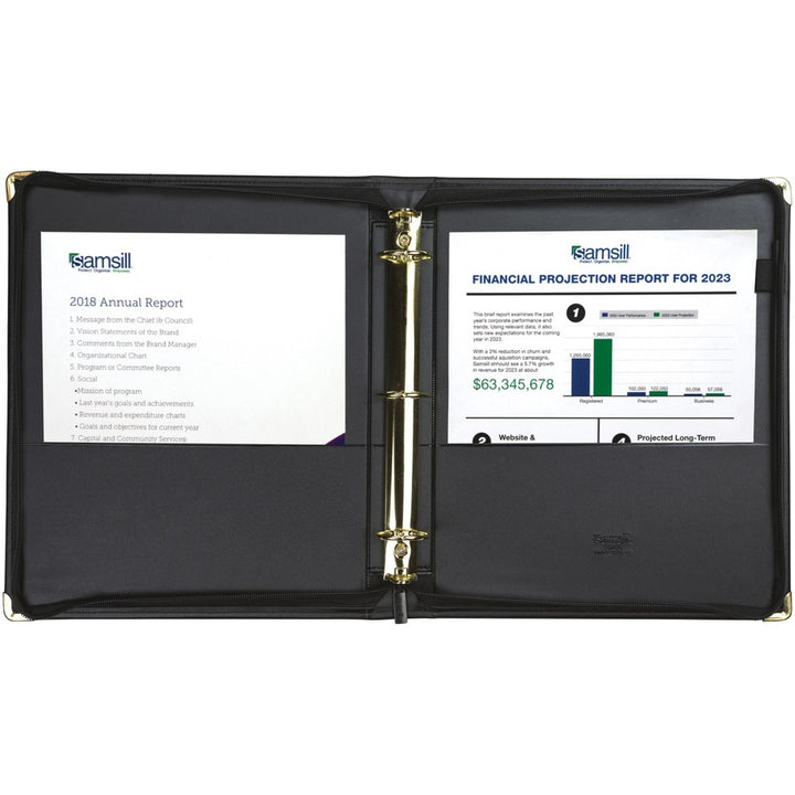 Image of Samsill® Classic Collection Zipper Ring Binder, 3 Rings, 1.5" Capacity, 11 X 8.5, Black
