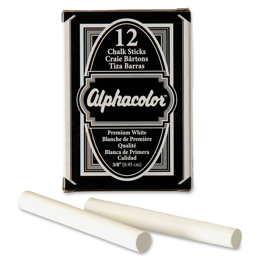 Image of Quartet® Chalk Sticks, Low Dust, Nontoxic, 3-1/4"x3/8", 12/BX, White