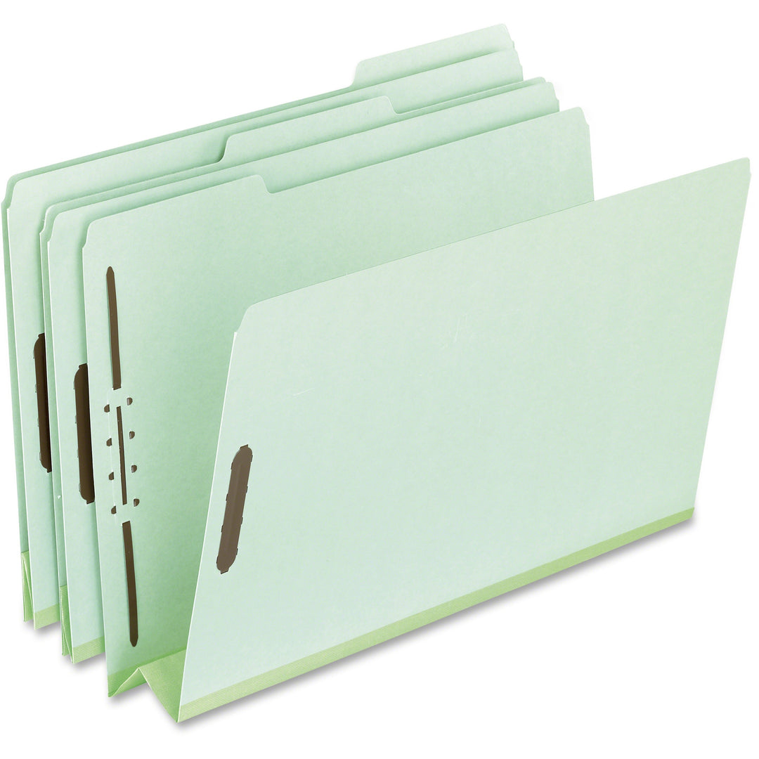 Image of Pendaflex® Heavy-Duty Pressboard Folders with Embossed Fasteners, 1/3-Cut Tabs, 3" Expansion, 2 Fasteners, Letter Size, Green, 25/Box