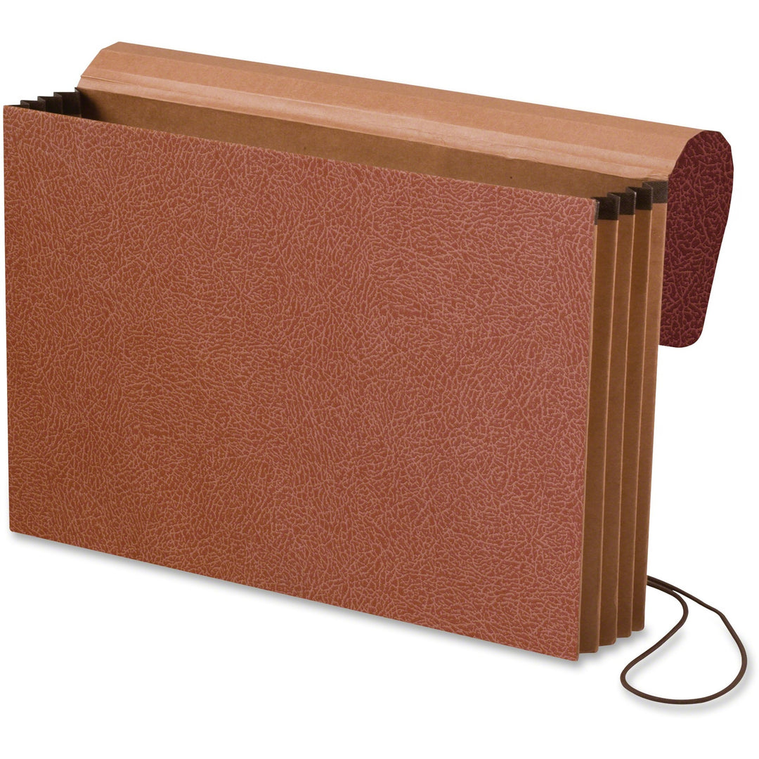 Image of Pendaflex® Standard Expanding Wallet with Fiber Gussets, 3.5" Expansion, 1 Section, Elastic Cord Closure, Legal Size, Red Fiber