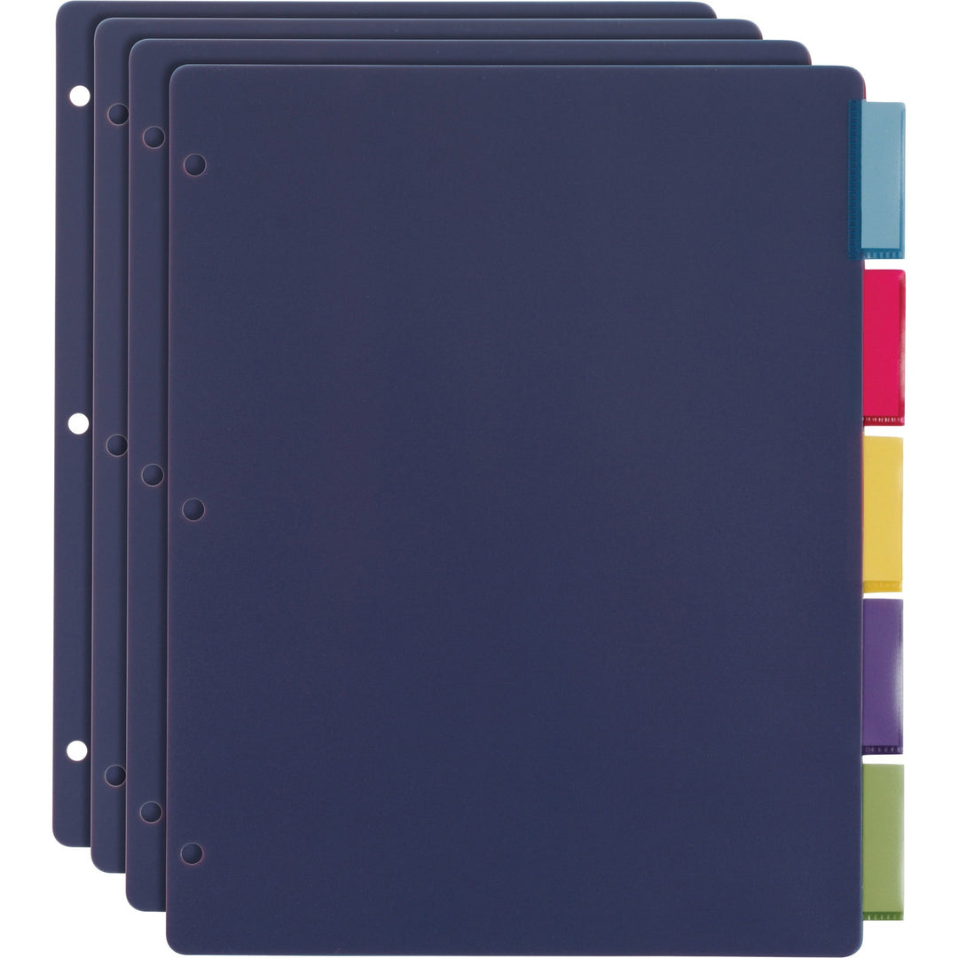 Image of Cardinal® Poly Index Dividers, 5-Tab, 11 X 8.5, Assorted, 4 Sets