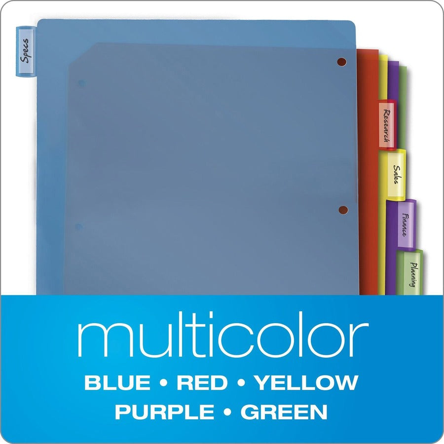 Image of Cardinal® Poly Index Dividers, 5-Tab, 11 X 8.5, Assorted, 4 Sets