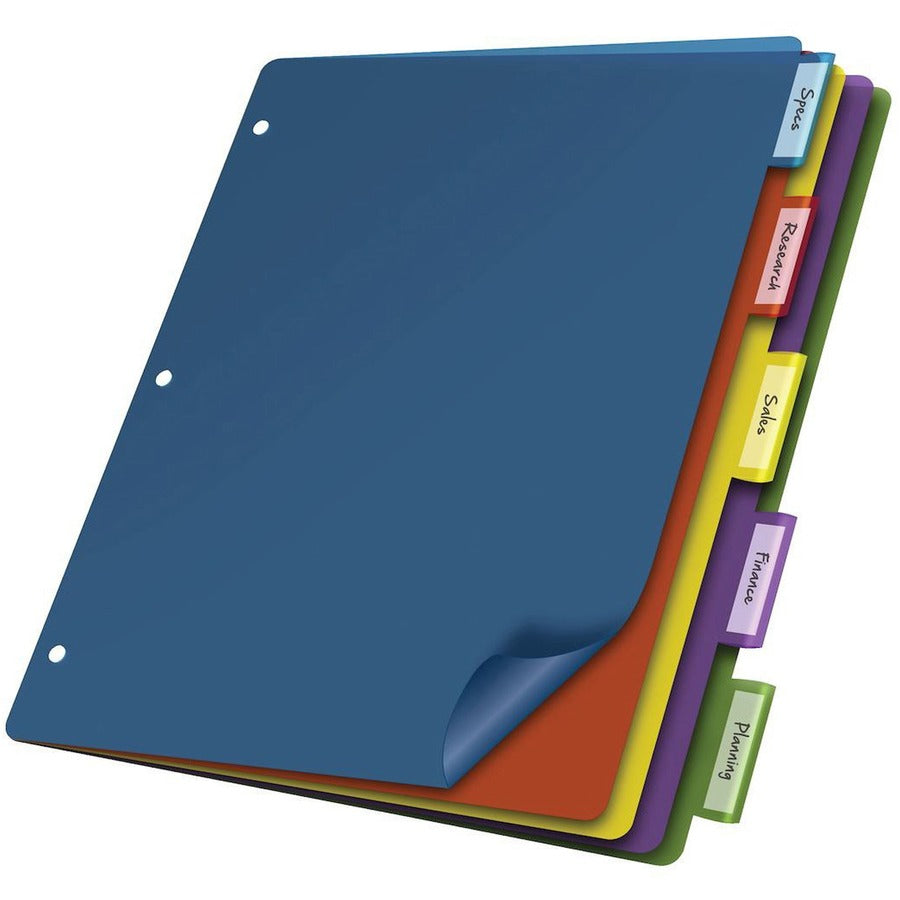 Image of Cardinal® Poly Index Dividers, 5-Tab, 11 X 8.5, Assorted, 4 Sets