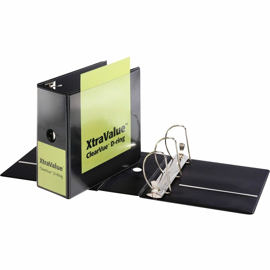 Image of Cardinal® Performer Clearvue Slant-D Ring Binder, 3 Rings, 5" Capacity, 11 X 8.5, Black