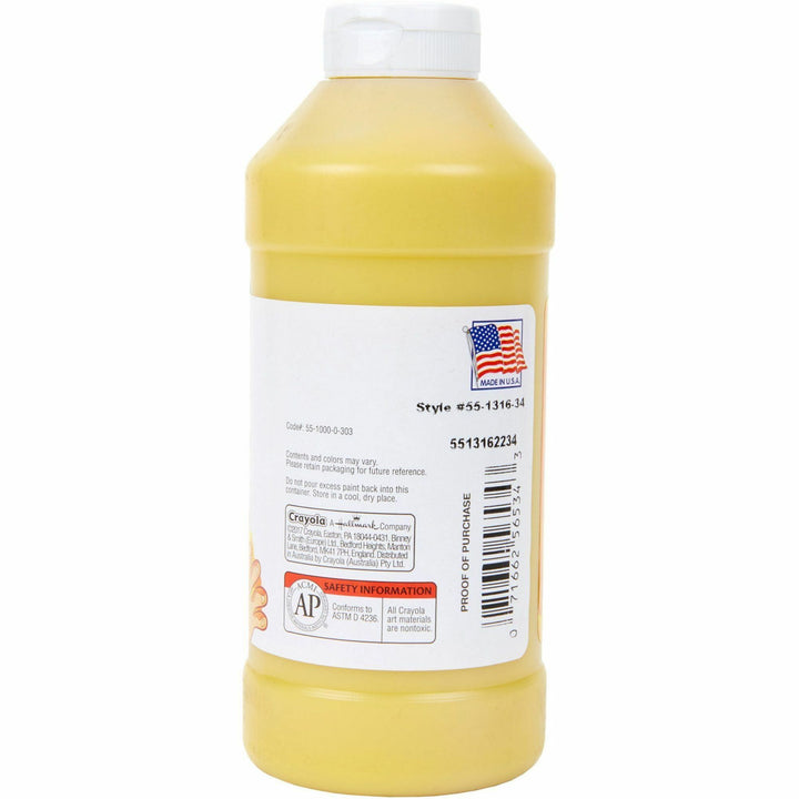 Image of Crayola® Washable Finger Paint, Non-Toxic, 16oz., 12/BT, Yellow