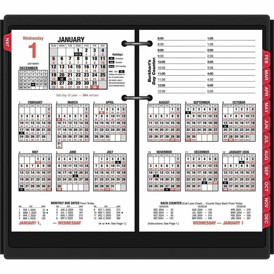 Image of AT-A-GLANCE® Burkhart's Day Counter Desk Calendar Refill, 4.5 x 7.38, White Sheets, 12-Month (Jan to Dec): 2025