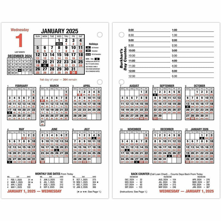 Image of AT-A-GLANCE® Burkhart's Day Counter Desk Calendar Refill, 4.5 x 7.38, White Sheets, 12-Month (Jan to Dec): 2025