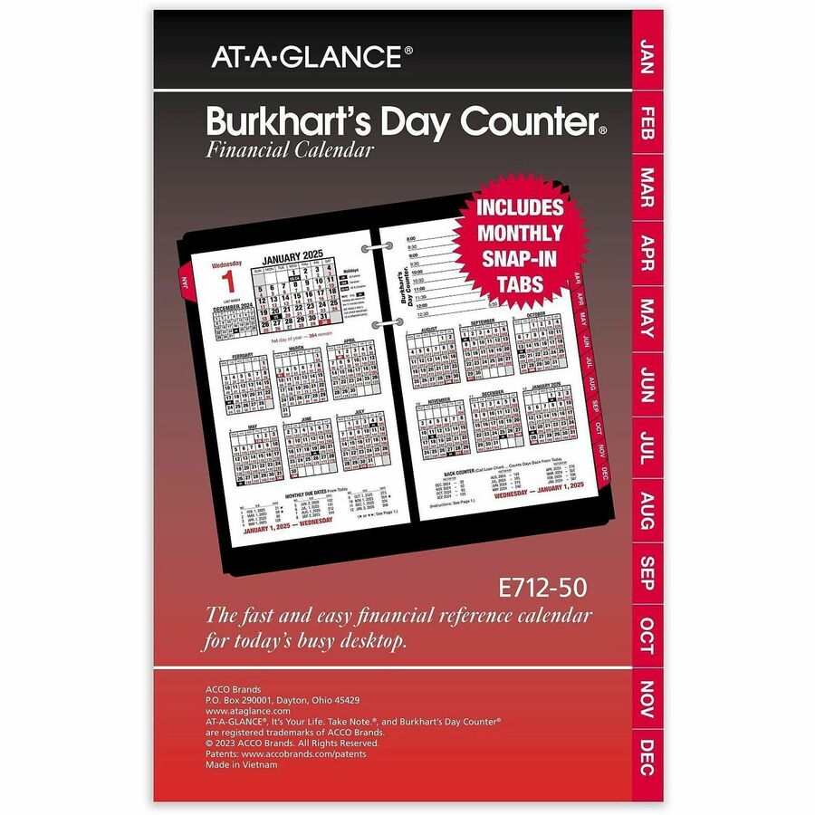 Image of AT-A-GLANCE® Burkhart's Day Counter Desk Calendar Refill, 4.5 x 7.38, White Sheets, 12-Month (Jan to Dec): 2025