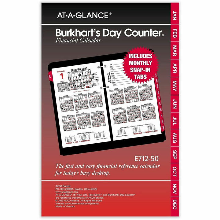 Image of AT-A-GLANCE® Burkhart's Day Counter Desk Calendar Refill, 4.5 x 7.38, White Sheets, 12-Month (Jan to Dec): 2025