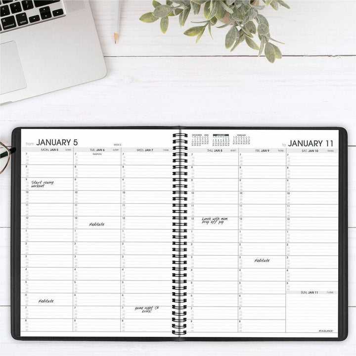 Image of AT-A-GLANCE® Weekly Appointment Book, 11 x 8.25, Black Cover, 13-Month: Jan 2025 to Jan 2026