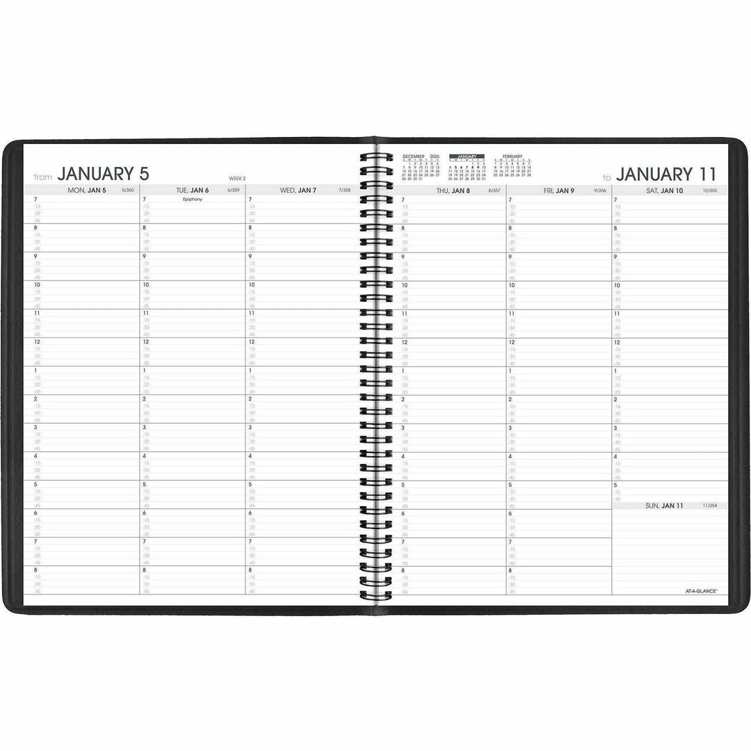 Image of AT-A-GLANCE® Weekly Appointment Book, 11 x 8.25, Black Cover, 13-Month: Jan 2025 to Jan 2026