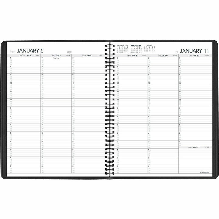 Image of AT-A-GLANCE® Weekly Appointment Book, 11 x 8.25, Black Cover, 13-Month: Jan 2025 to Jan 2026