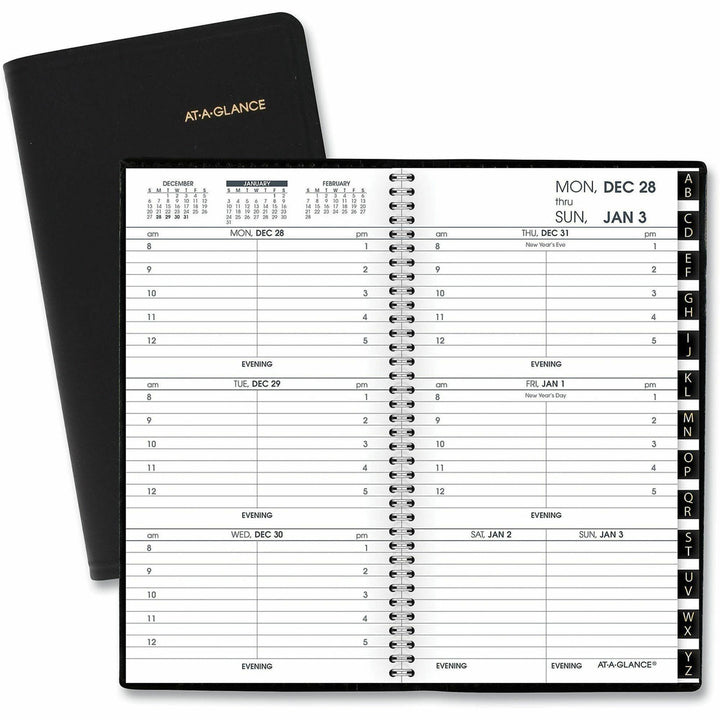 Image of AT-A-GLANCE® Compact Weekly Appointment Book, 6.25 x 3.25, Black Cover, 12-Month (Jan to Dec): 2025